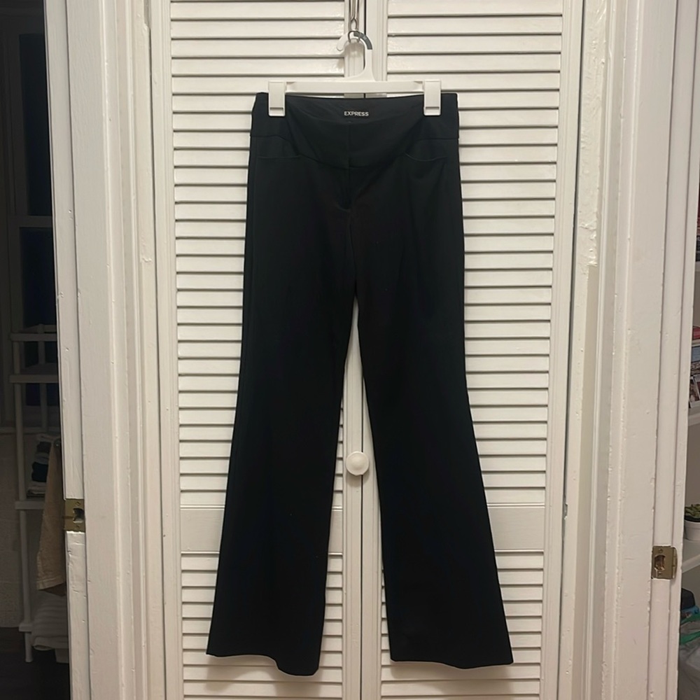 express low waisted straight leg trousers